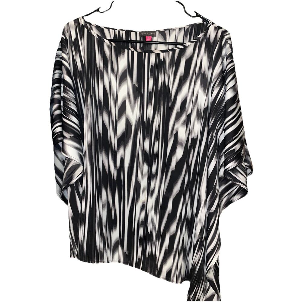 Vince Comuto Women’s Zebra Animal Print Striped Blouse Slant Bottom Sz 1X